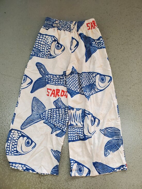 Pants - Apricot Casual Women's Vacation Wide Leg Pants with Fish Print Waistband
